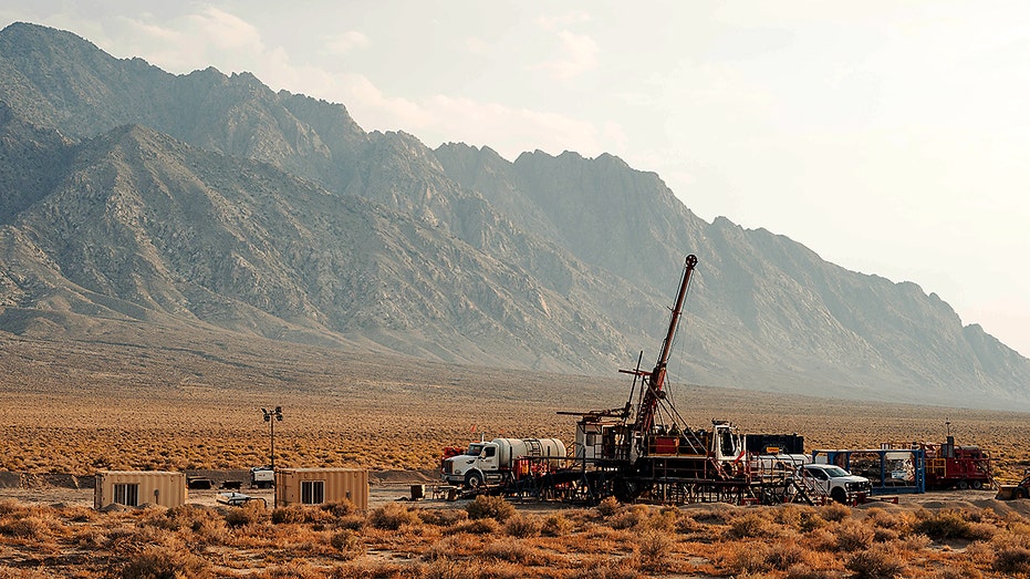 Machinery and equipment with mountains in the background