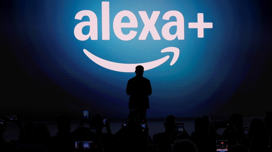 The logo of Amazon's Alexa + is displayed on a screen during an Amazon Devices launch event in New York City on Feb. 26, 2025.